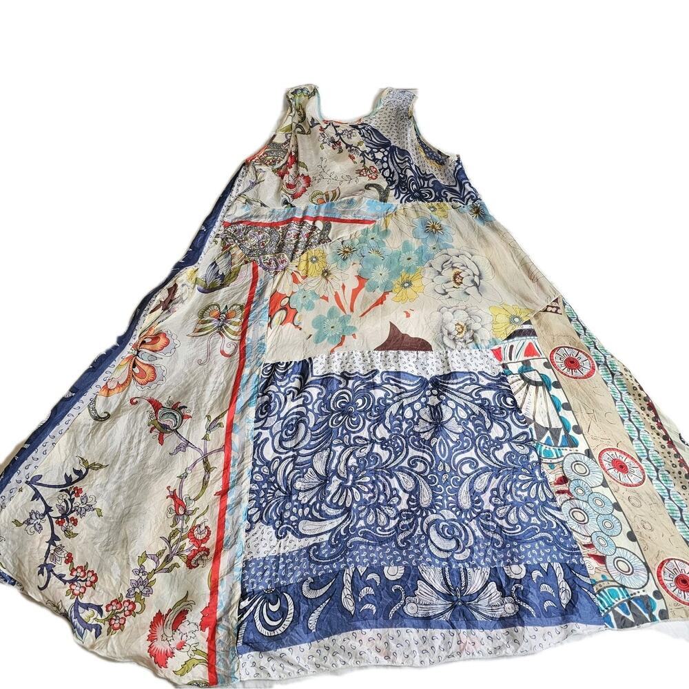 Johnny Was Silk Patchwork Floral Mixed Print Dress XS Festival Lightweight boho - Picture 6 of 8
